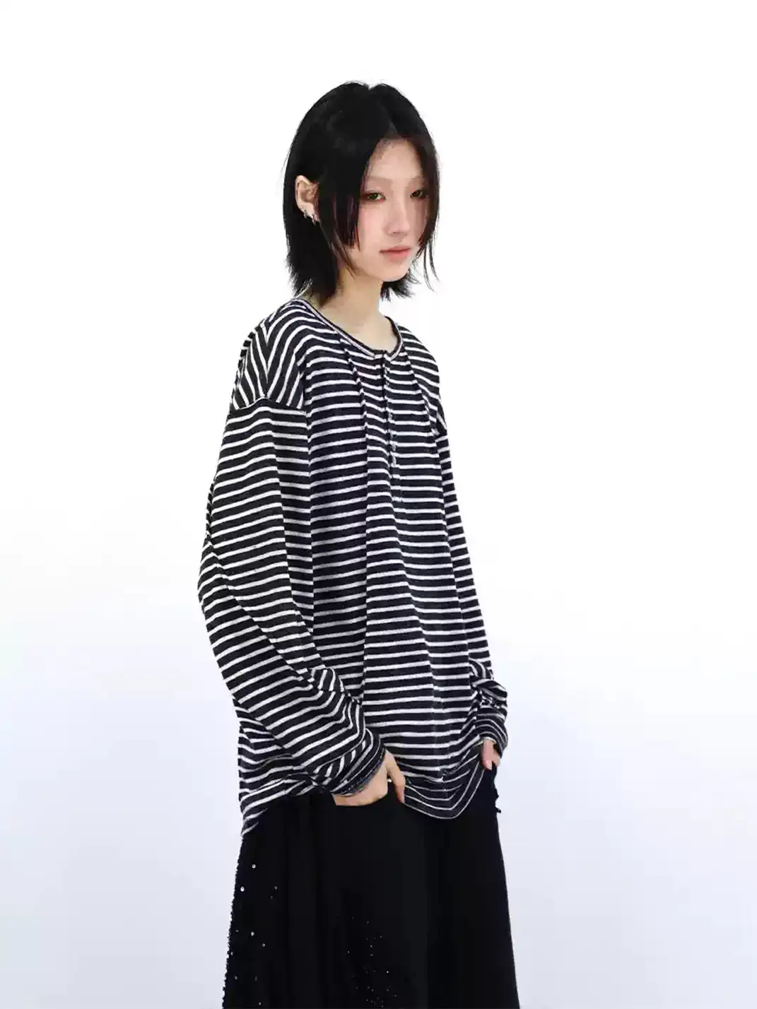 RELABEL | Striped Spliced Long Sleeve T-Shirt