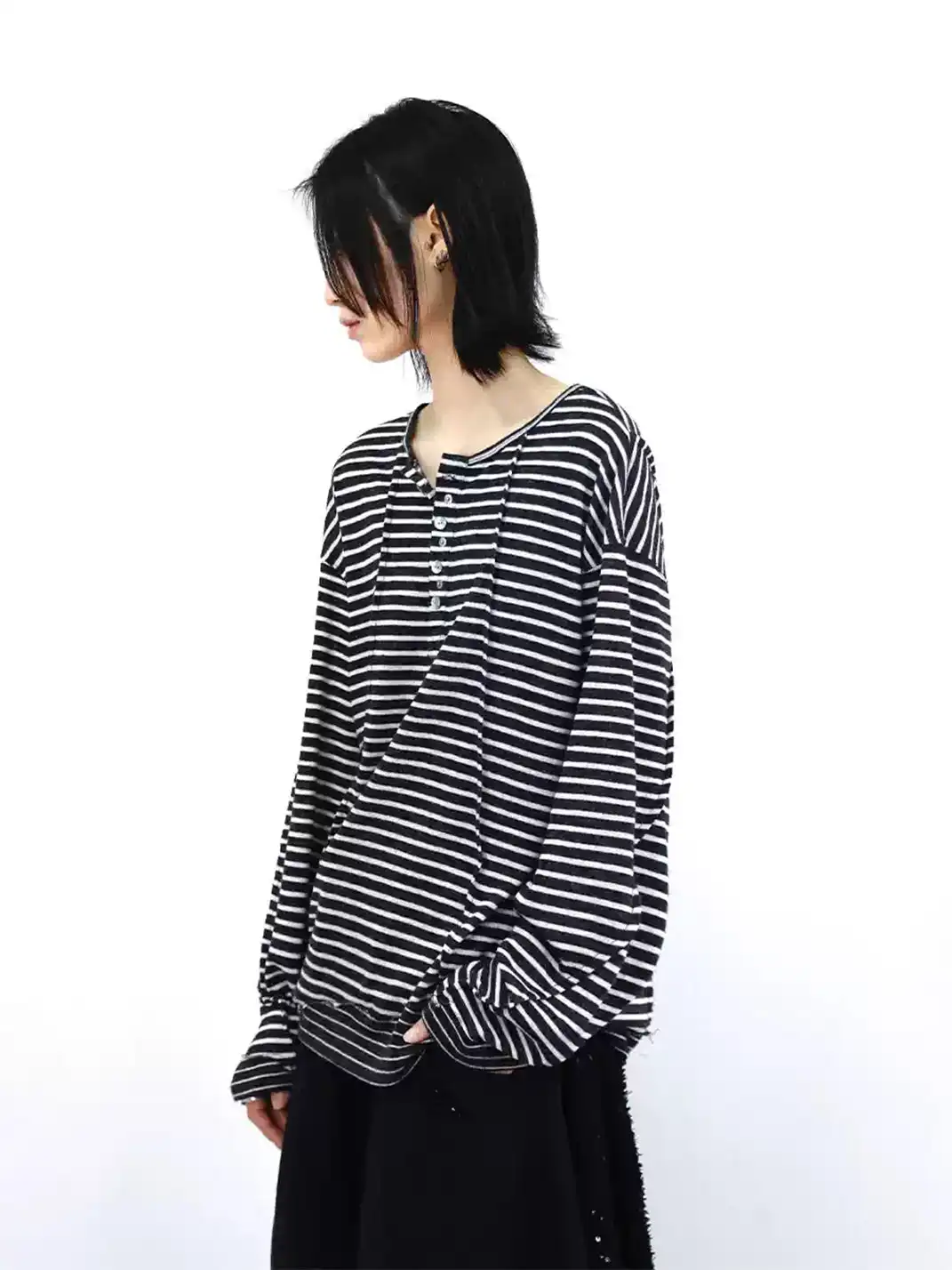 RELABEL | Striped Spliced Long Sleeve T-Shirt
