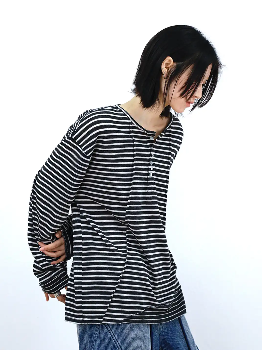 RELABEL | Striped Spliced Long Sleeve T-Shirt