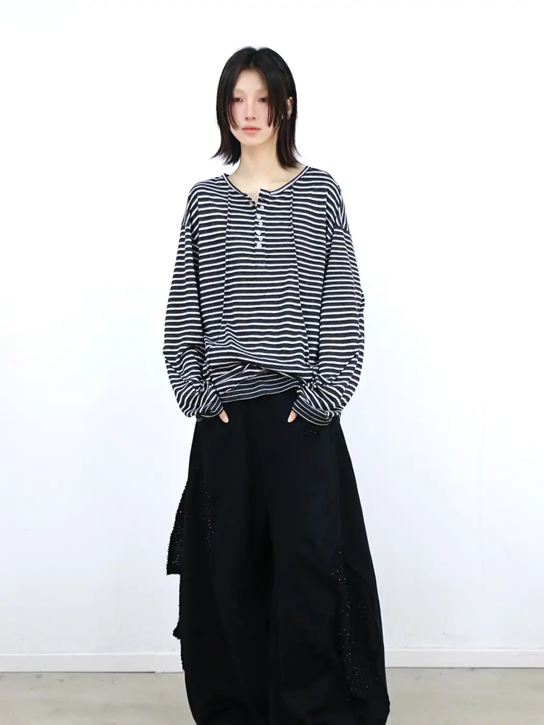 RELABEL | Striped Spliced Long Sleeve T-Shirt