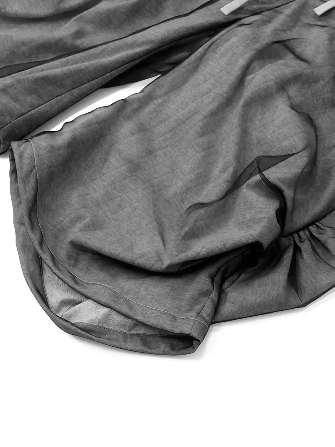 RELABEL | Detachable Butt Flap Black Mesh Ruched Cropped Sweat Shorts