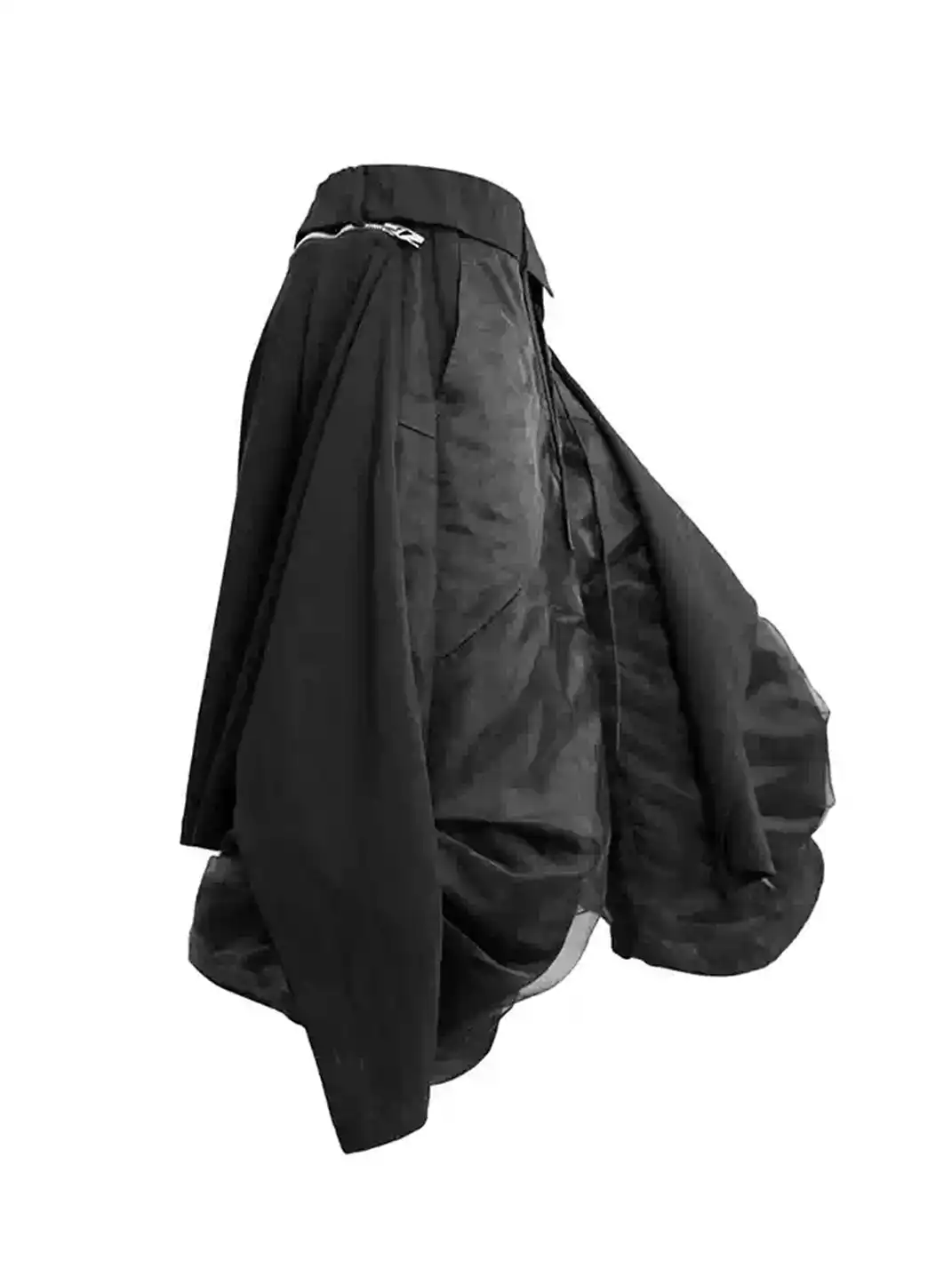 RELABEL | Detachable Butt Flap Black Mesh Ruched Cropped Sweat Shorts
