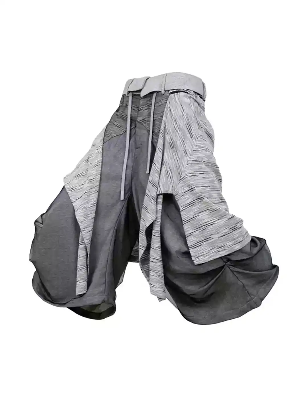RELABEL | Detachable Butt Flap Black Mesh Ruched Cropped Sweat Shorts