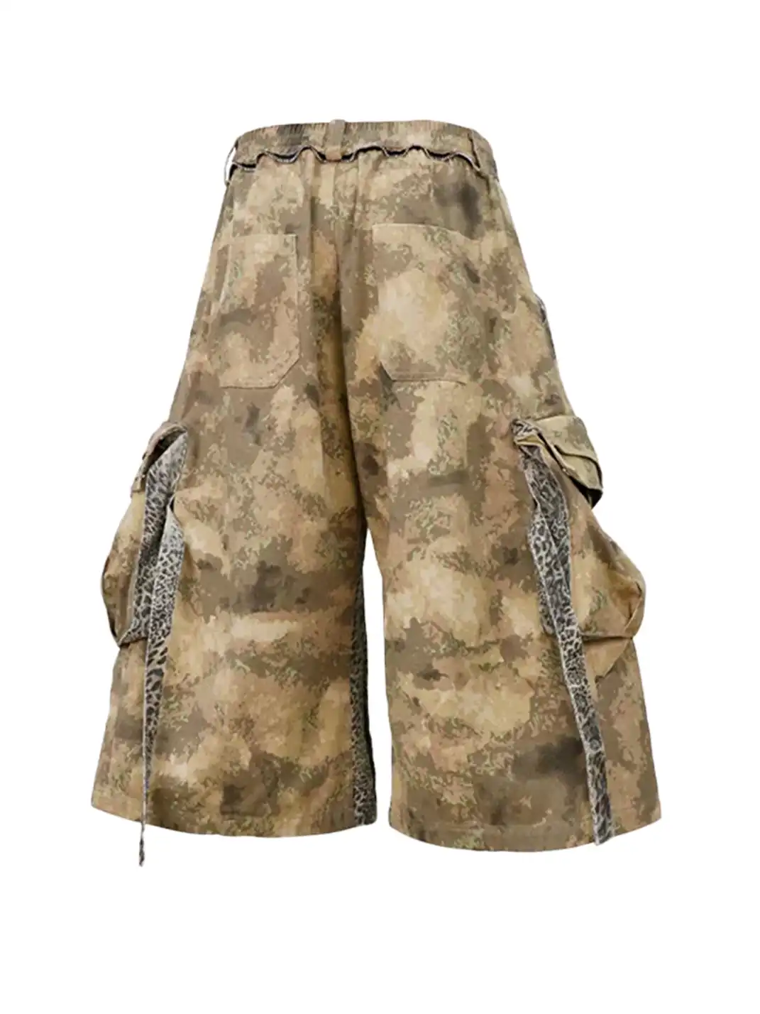 RELABEL | Camo & Leopard Spliced Shorts With Detachable Bandana Streamers
