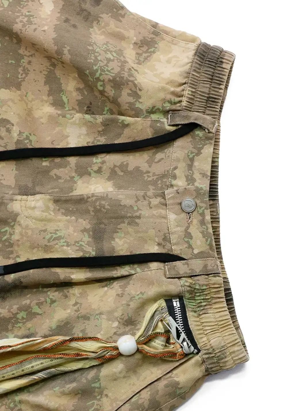 RELABEL | Camo & Leopard Spliced Shorts With Detachable Bandana Streamers