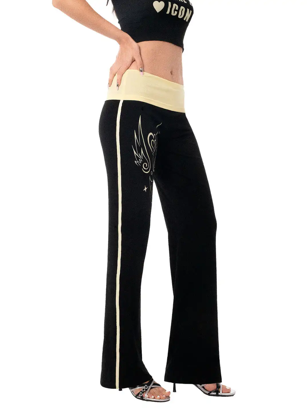 Ooops333 | Print Off-Shoulder Tube Top & Straight-Leg Casual Pants Set
