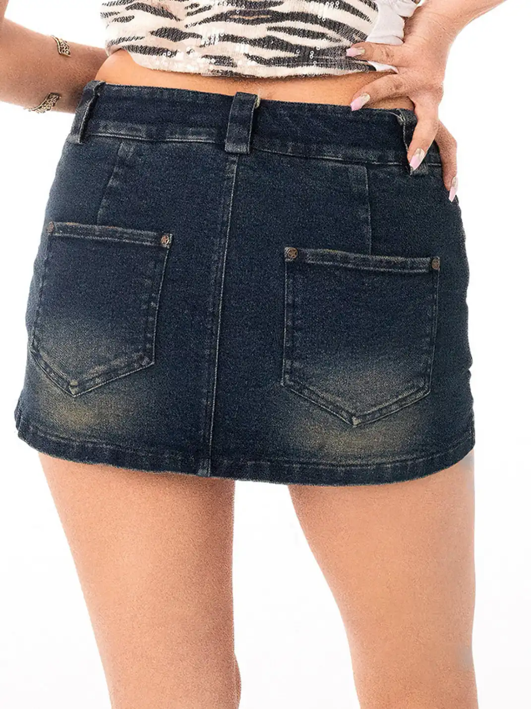 Ooops333 | Letter Print Denim Skirt