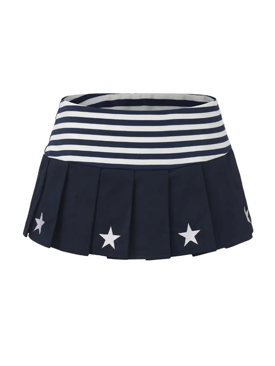 Ooops333 | Navy Style Short Sleeve Top, Star Leggings & Pleated Skirt Set