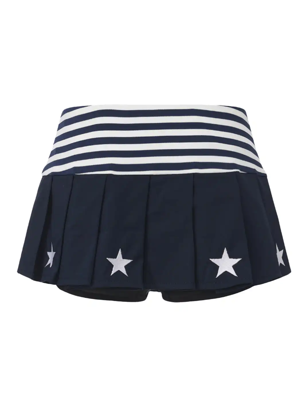 Ooops333 | Navy Style Short Sleeve Top, Star Leggings & Pleated Skirt Set