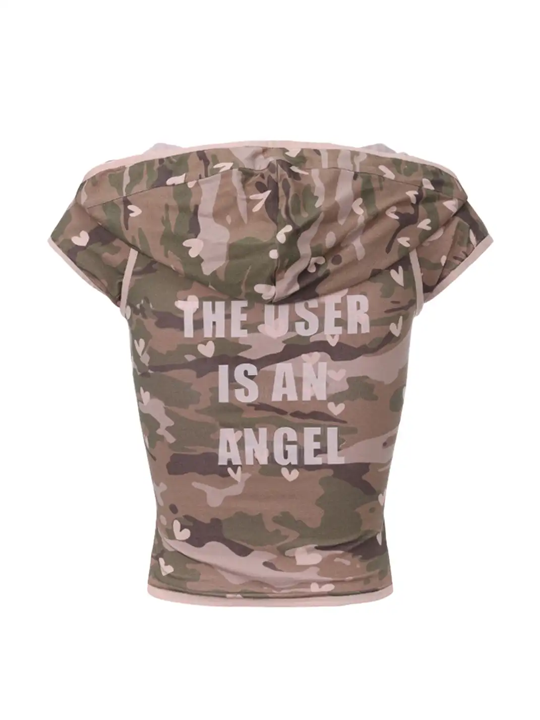 Ooops333 | Heart Camo Short Sleeve Hooded Top & Shorts Set