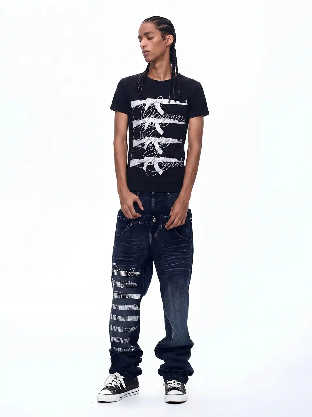 Fourth3ex | Rhinestone AK Print T-Shirt