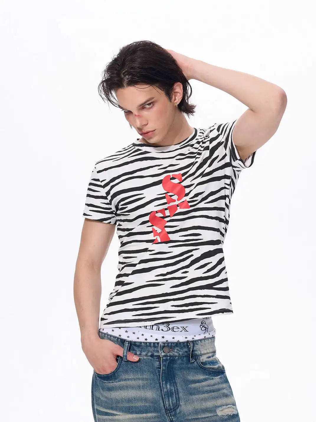 Fourth3ex | Zebra Print T-Shirt With SEX Lettering