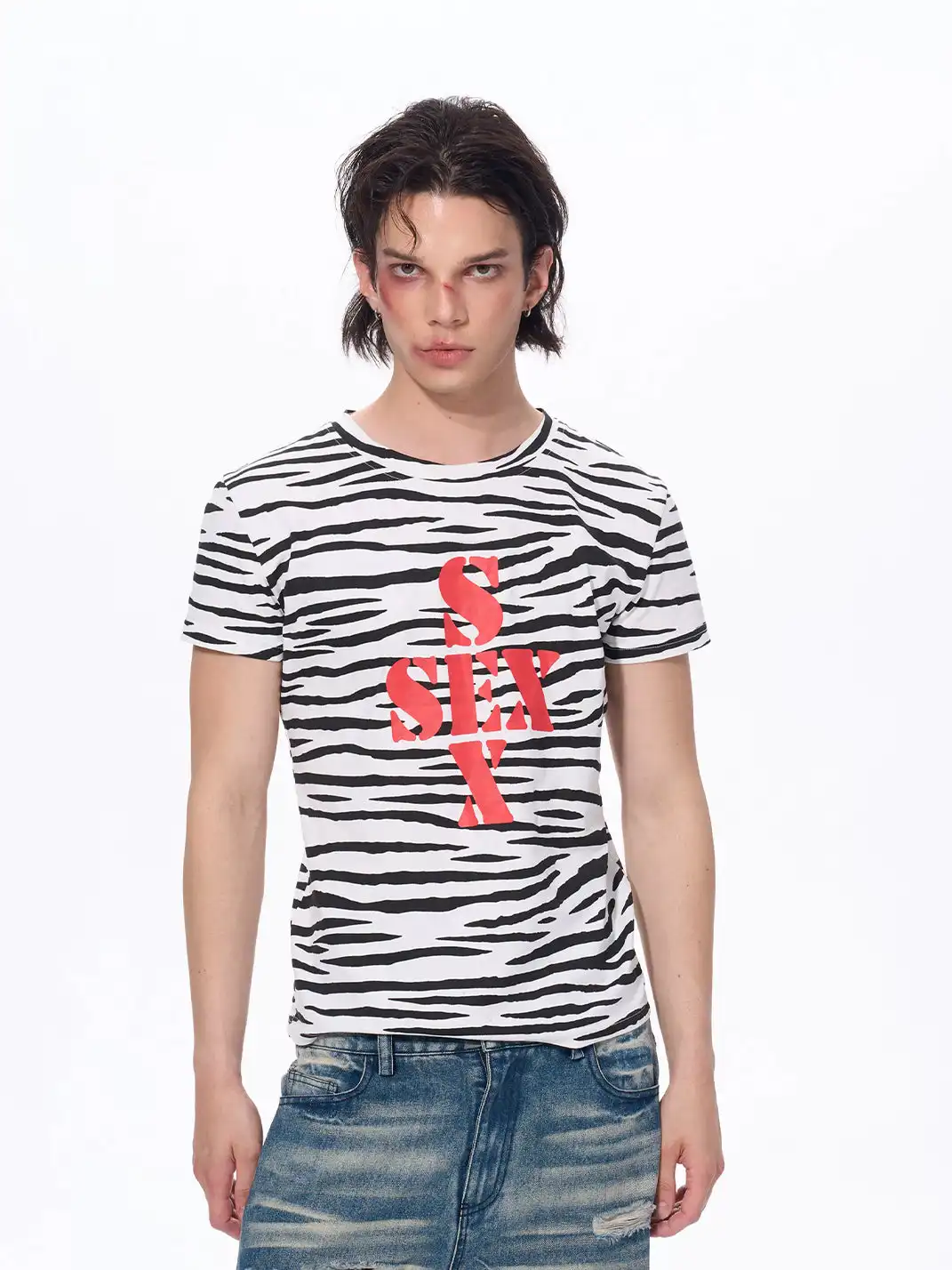 Fourth3ex | Zebra Print T-Shirt With SEX Lettering