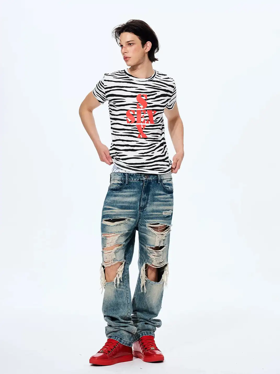 Fourth3ex | Zebra Print T-Shirt With SEX Lettering