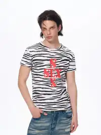 Fourth3ex | Zebra Print T-Shirt With SEX Lettering