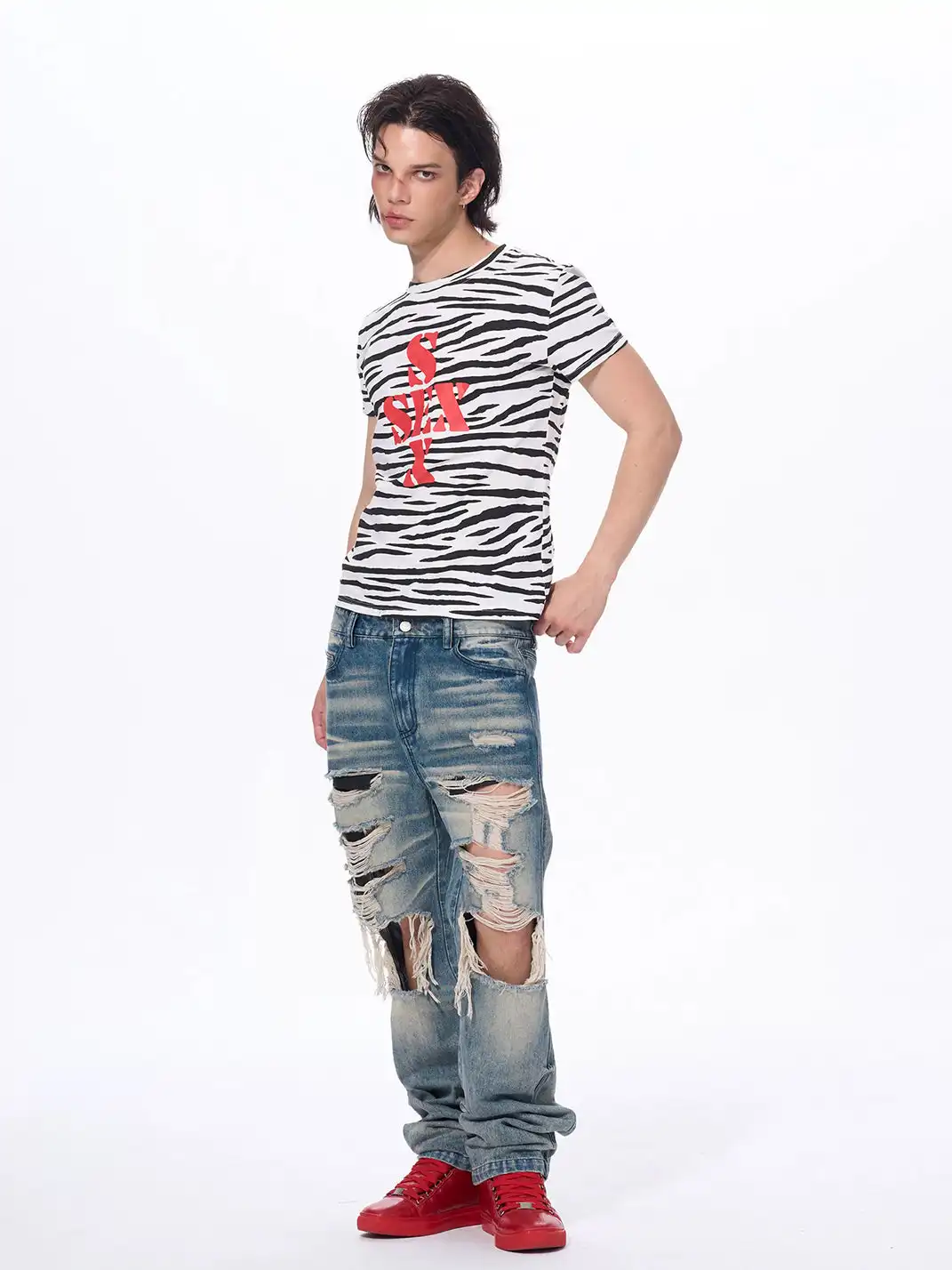 Fourth3ex | Zebra Print T-Shirt With SEX Lettering