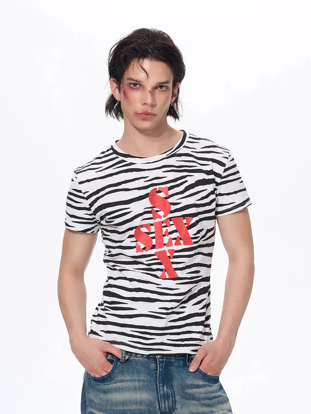 Fourth3ex | Zebra Print T-Shirt With SEX Lettering
