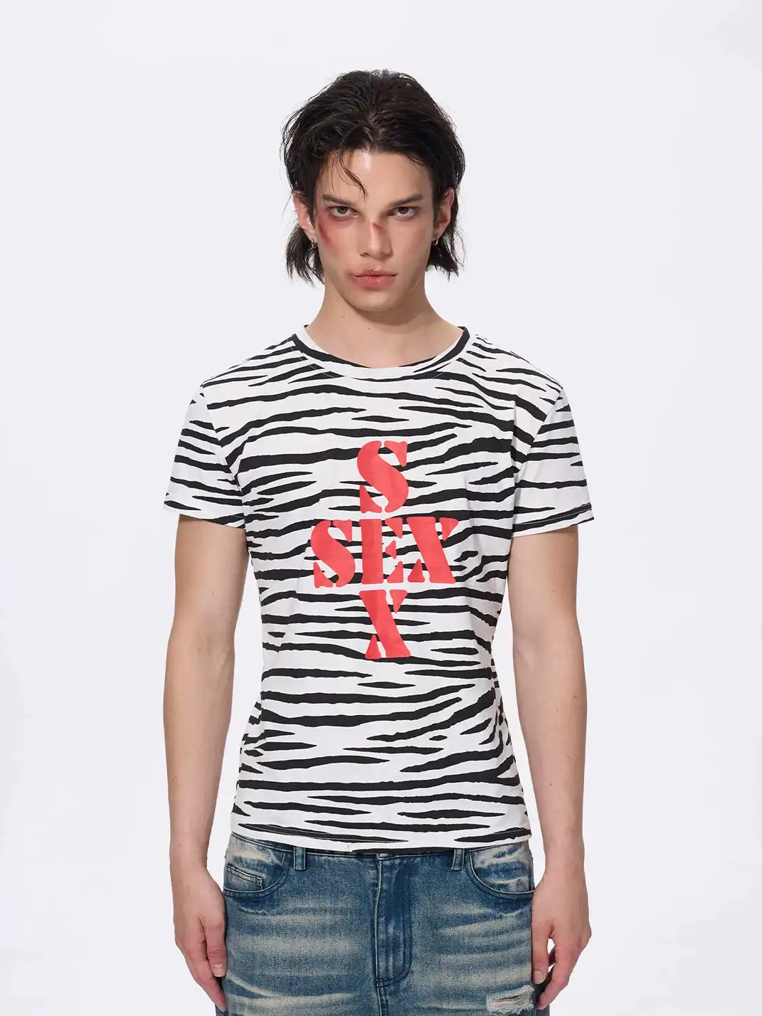 Fourth3ex | Zebra Print T-Shirt With SEX Lettering
