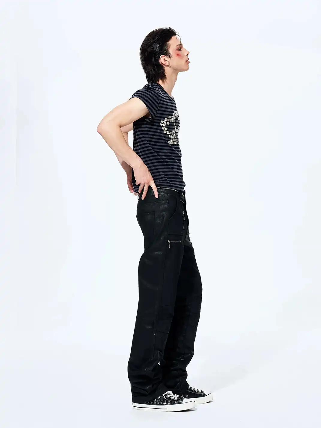 Fourth3ex | Metal Stud Striped T-Shirt