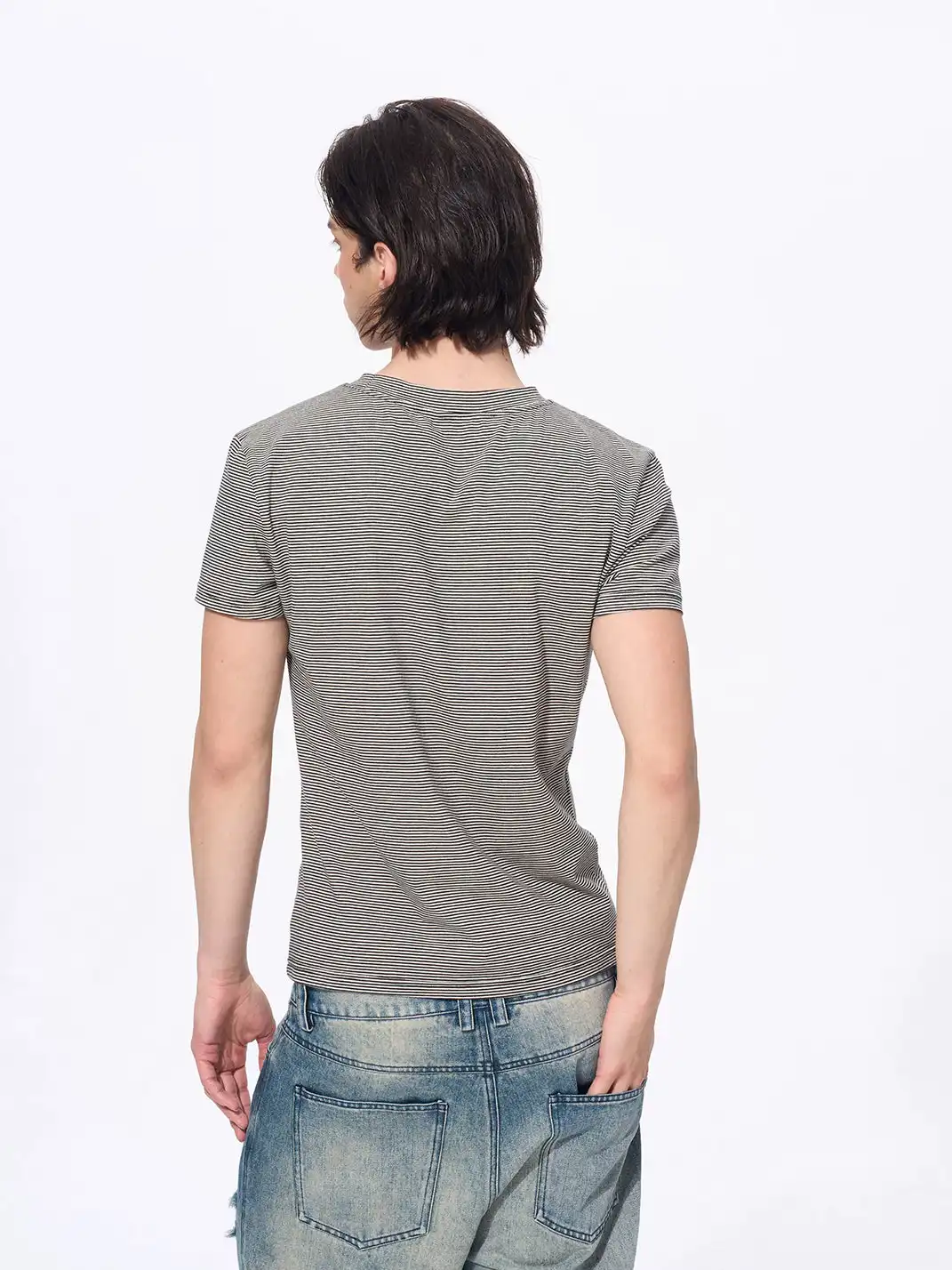 Fourth3ex | Rhinestone Skull Striped T-Shirt