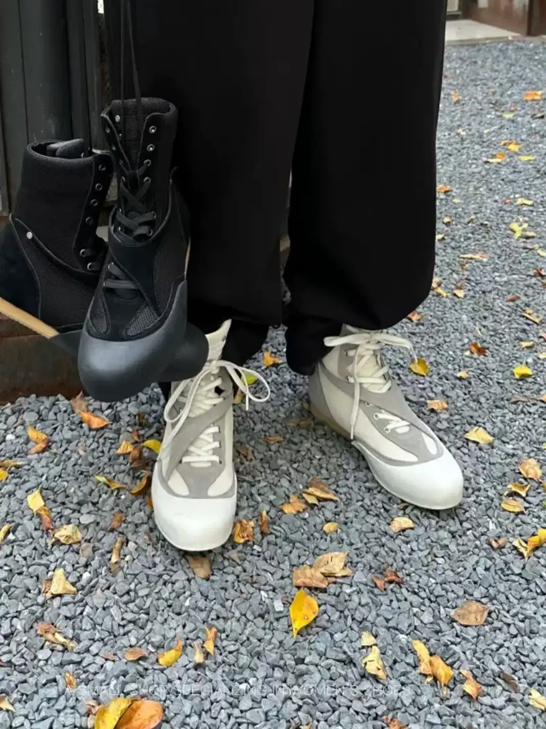 DLM | Color Block Mesh Flat Lace-Up Boxing Boots