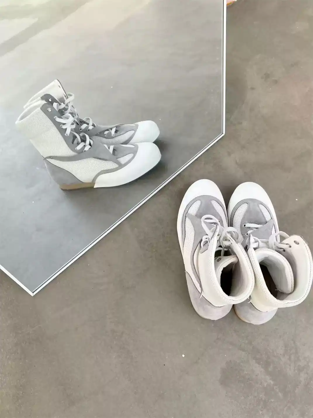 DLM | Color Block Mesh Flat Lace-Up Boxing Boots