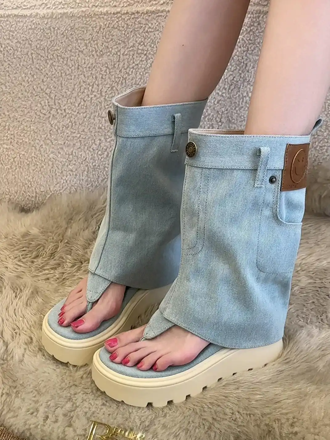 BUTING | Platform Thong Roman Sandal Boots