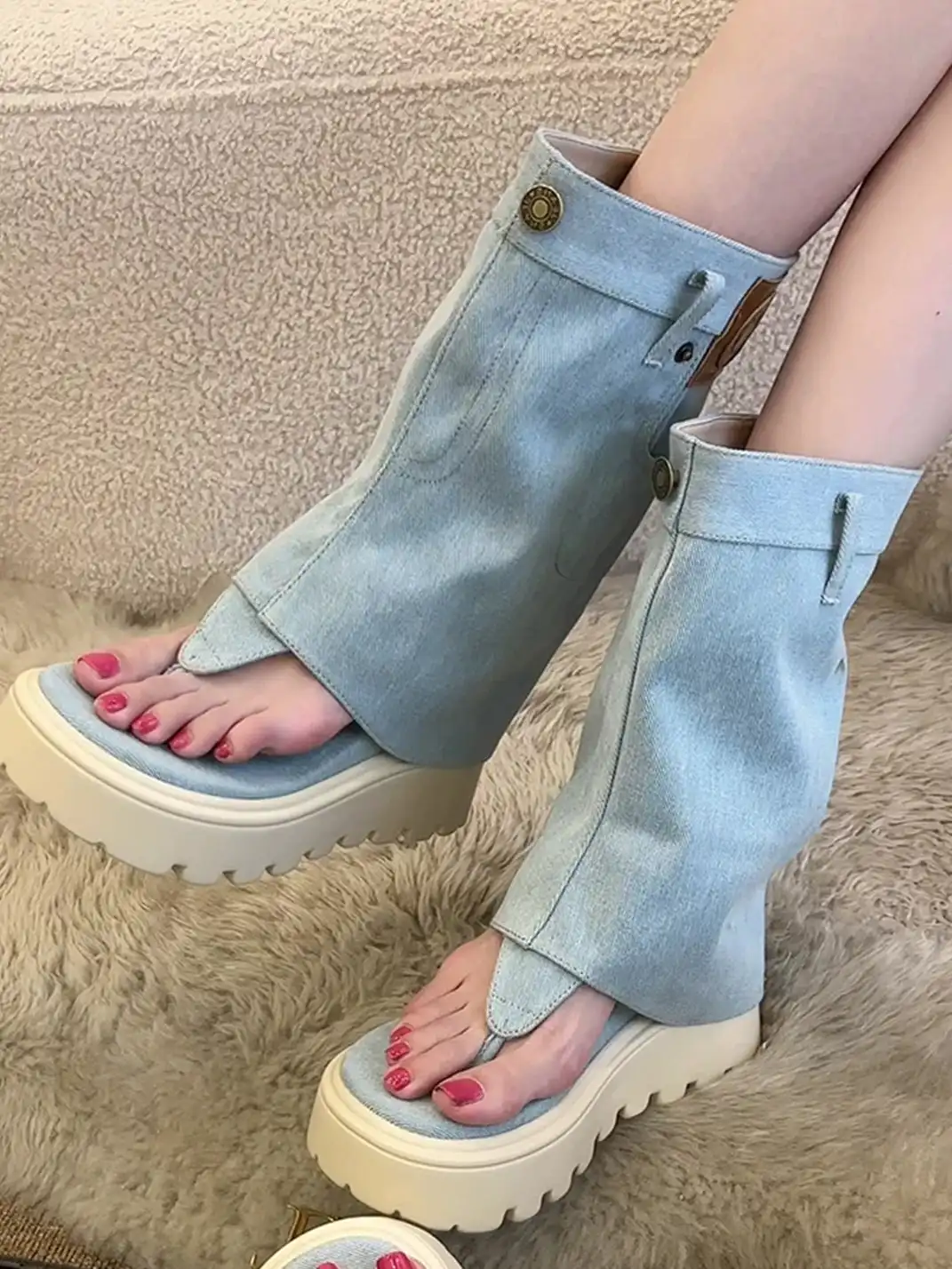 BUTING | Platform Thong Roman Sandal Boots
