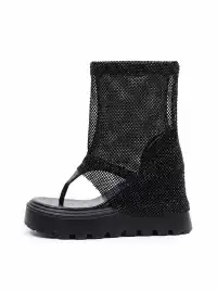 BUTING | Starry Rhinestone Mesh Thong Roman Sandal Boots