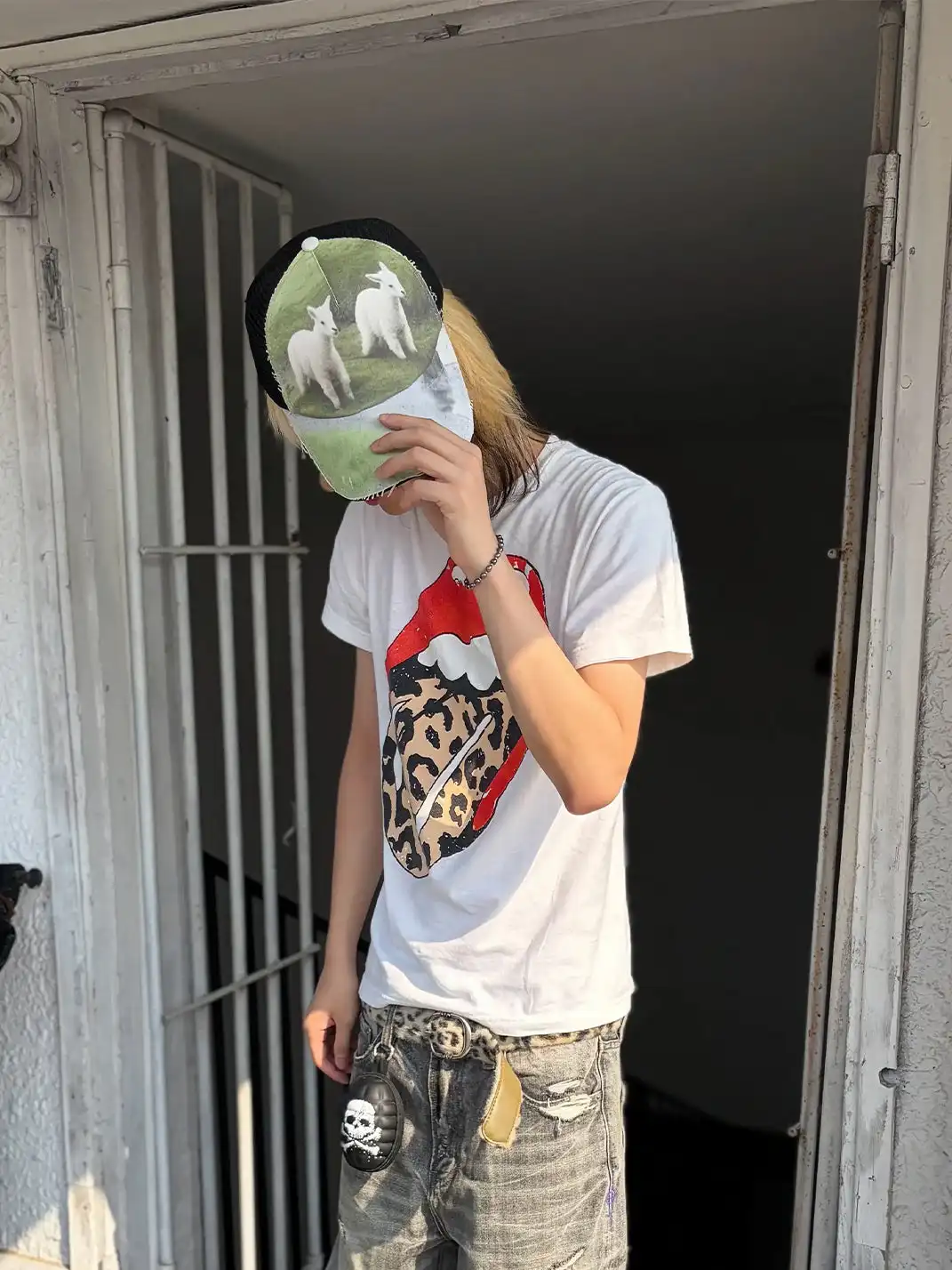 JUSKID | Fun Animal Print Raw Edge Distressed Trucker Hat