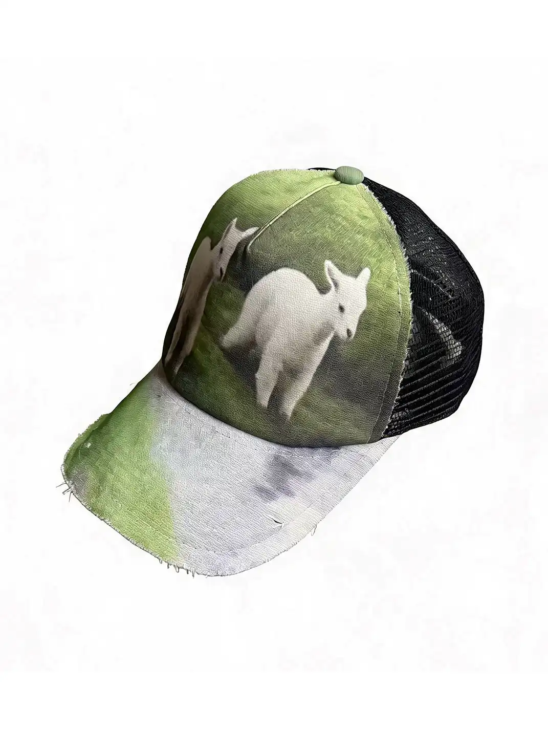JUSKID | Fun Animal Print Raw Edge Distressed Trucker Hat