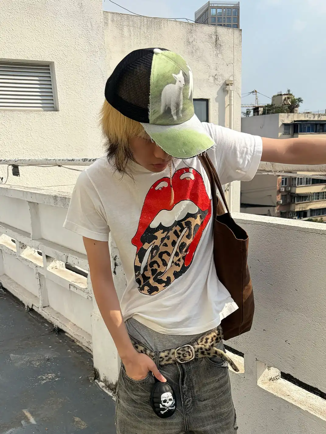 JUSKID | Fun Animal Print Raw Edge Distressed Trucker Hat