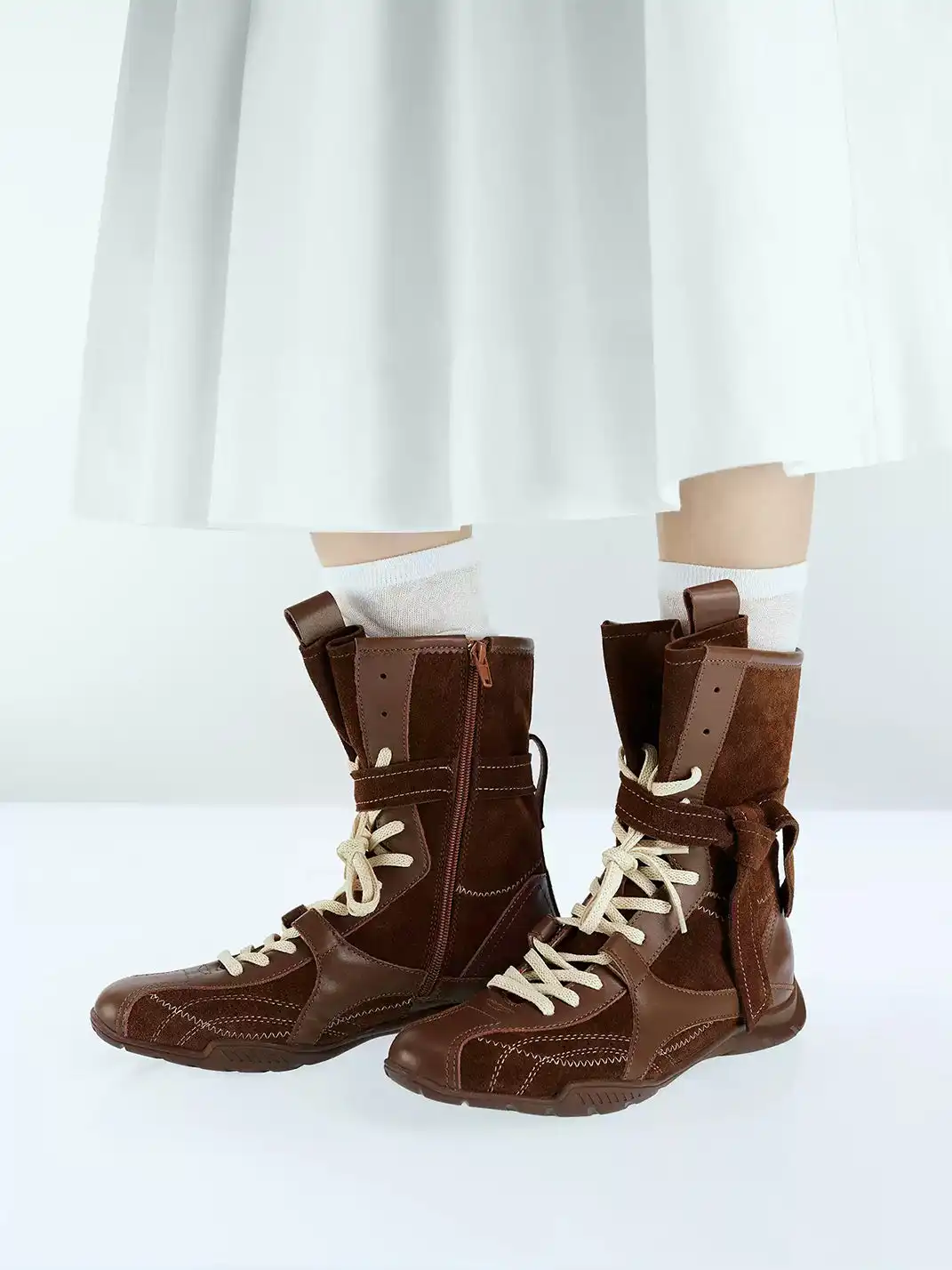 Pas de nom | Retro Lace-Up High Top Boxing Boots