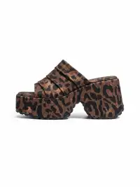 SISTER CURIE | Ruched Leopard Platform Slippers