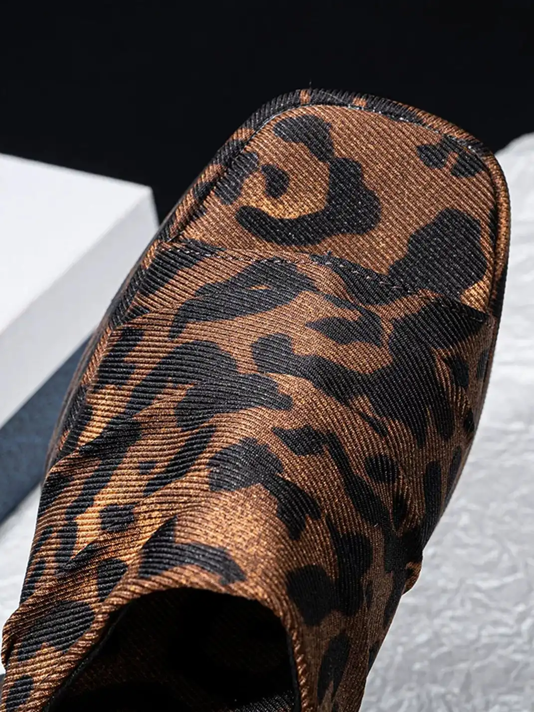 SISTER CURIE | Ruched Leopard Platform Slippers