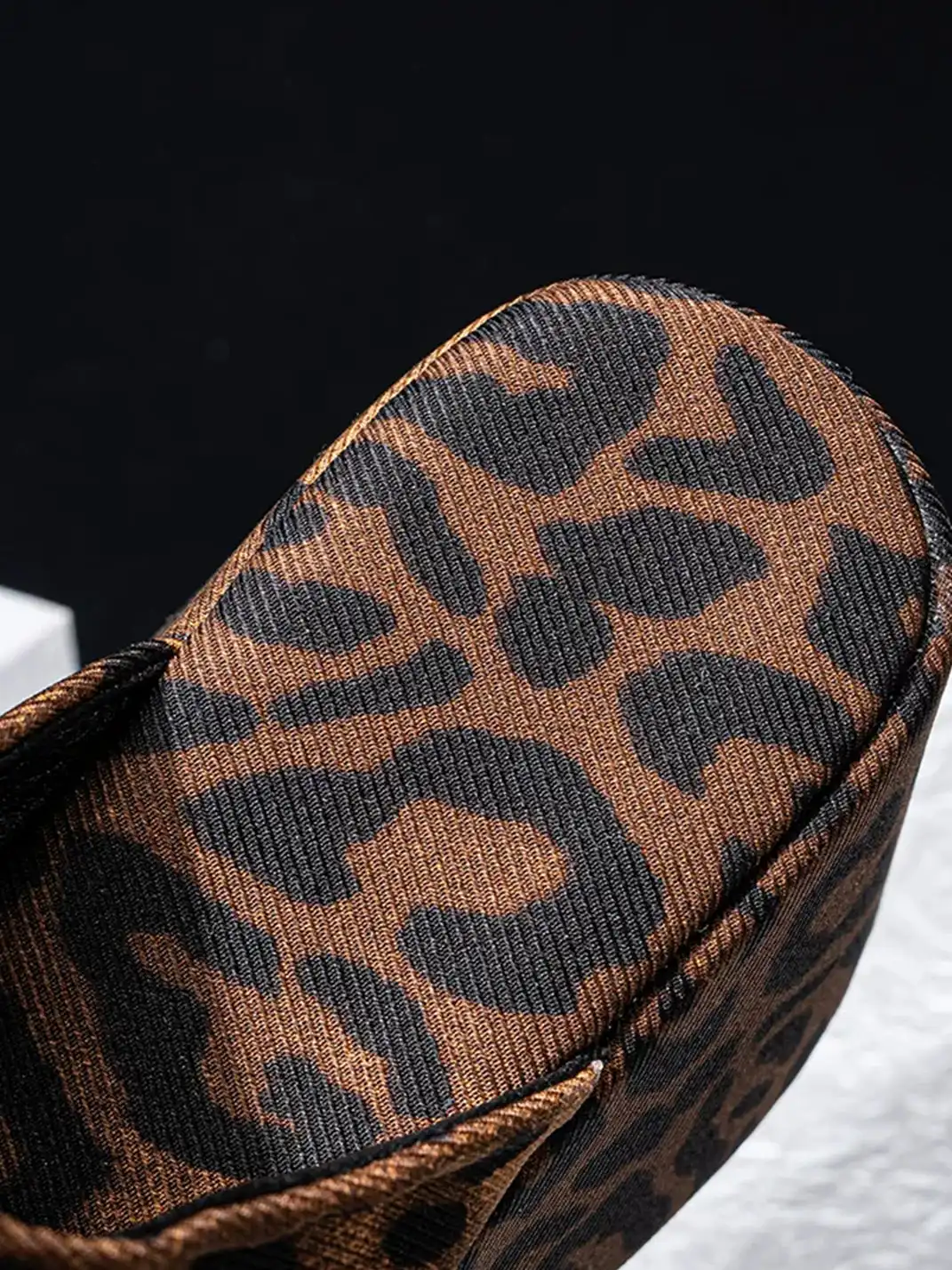 SISTER CURIE | Ruched Leopard Platform Slippers