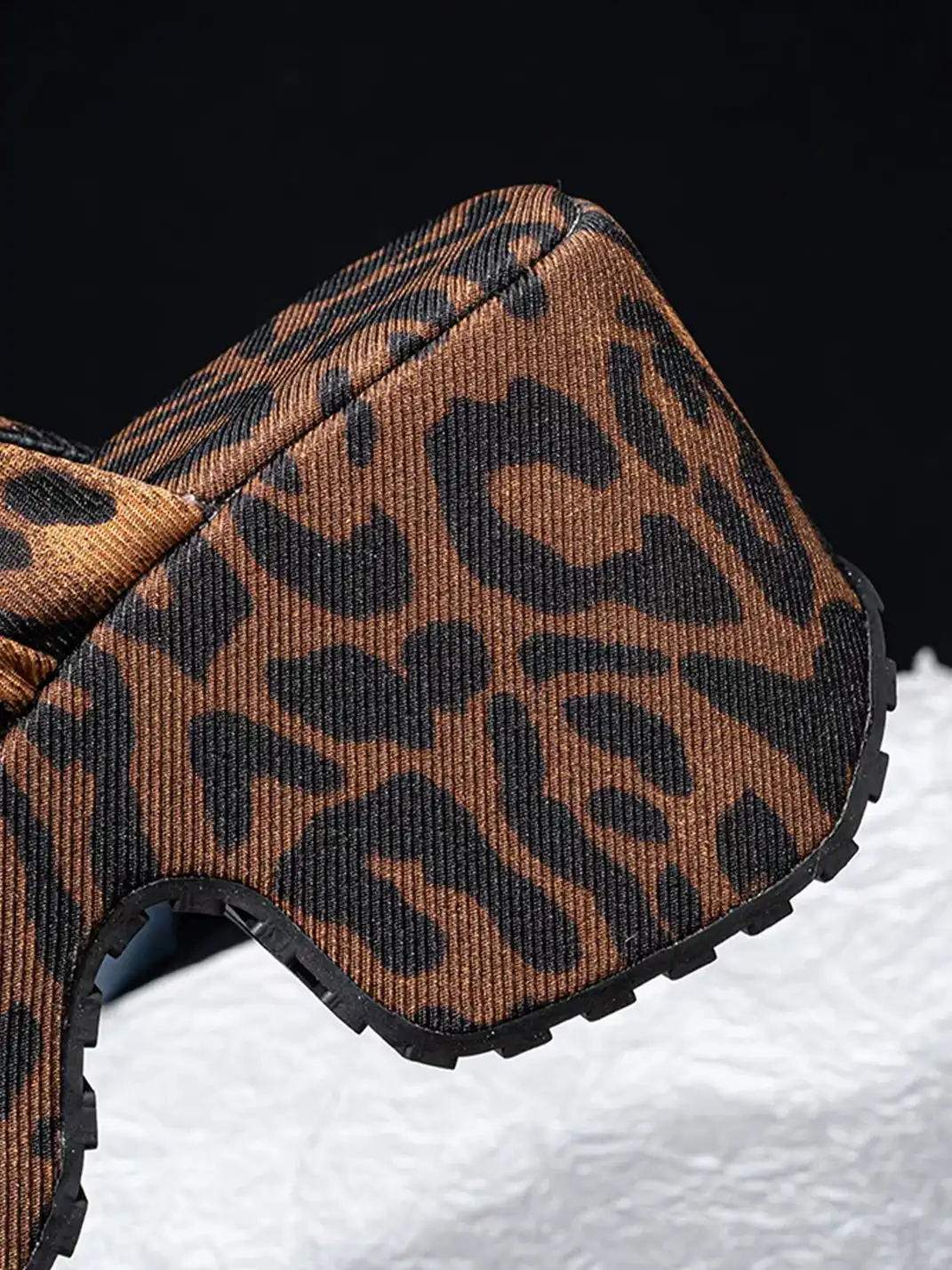 SISTER CURIE | Ruched Leopard Platform Slippers