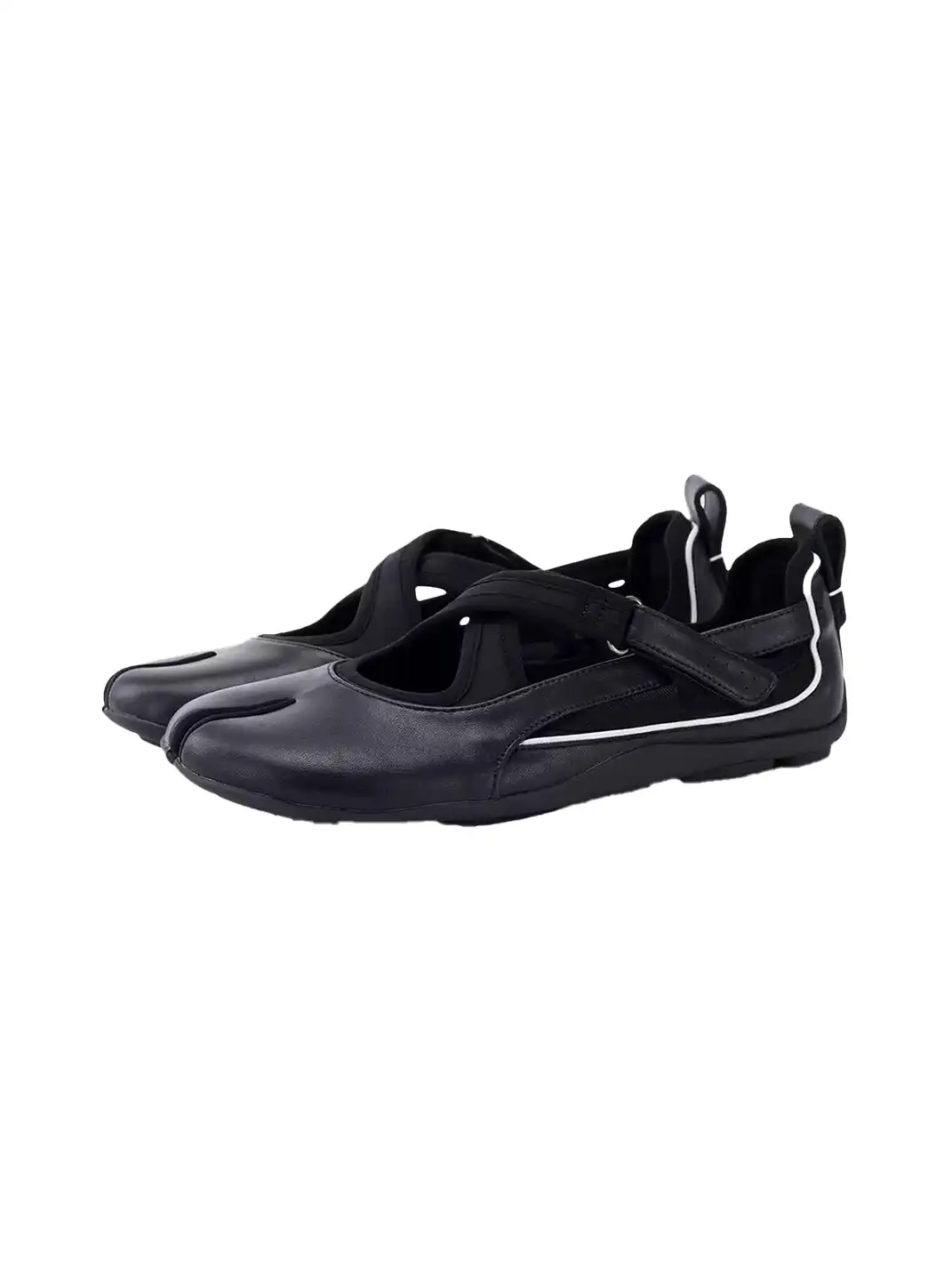URTIAN SMILER | Crisscross Strap Split Toe Flat Ballet Shoes