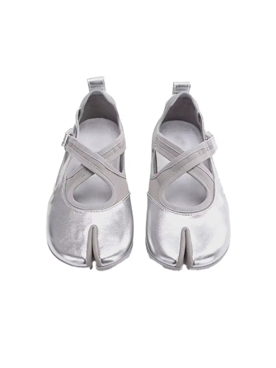 URTIAN SMILER | Crisscross Strap Split Toe Flat Ballet Shoes