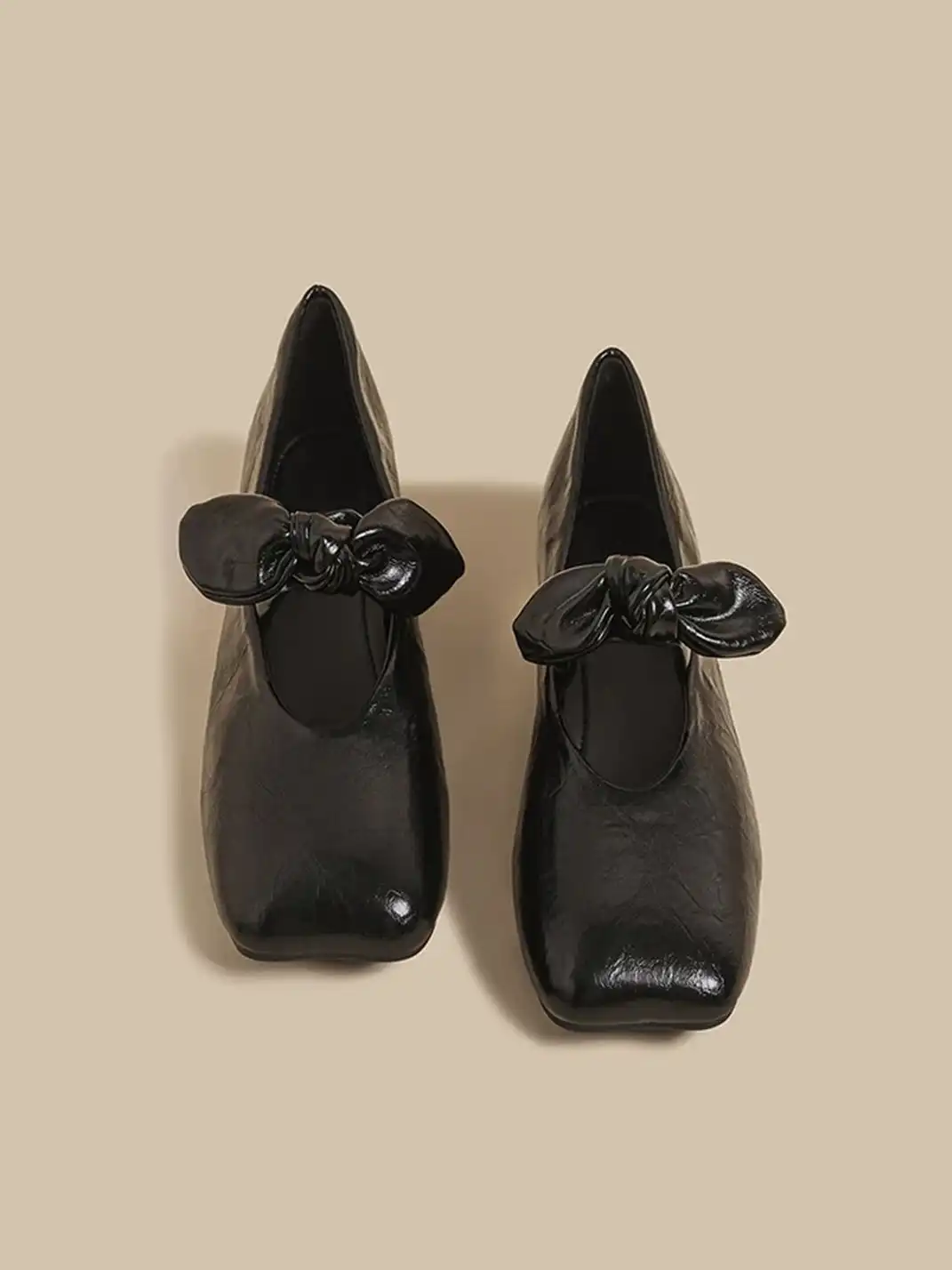 CHUOLEI | Bow Square Toe Mary Jane Flats