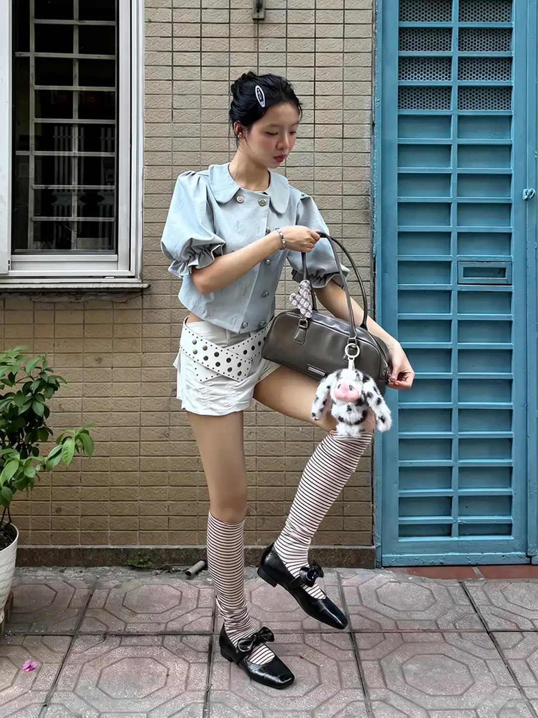CHUOLEI | Bow Square Toe Mary Jane Flats