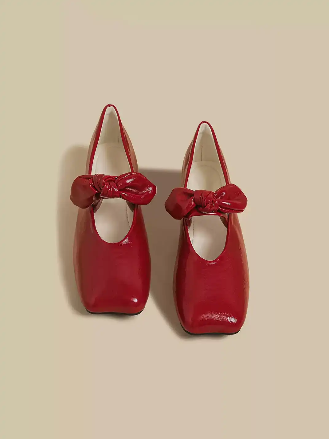 CHUOLEI | Bow Square Toe Mary Jane Flats