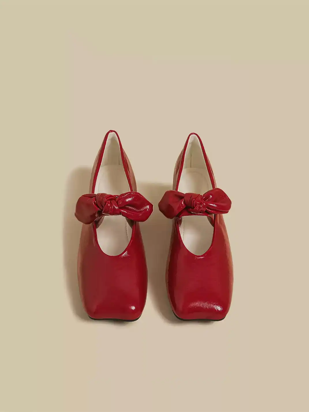 CHUOLEI | Bow Square Toe Mary Jane Flats