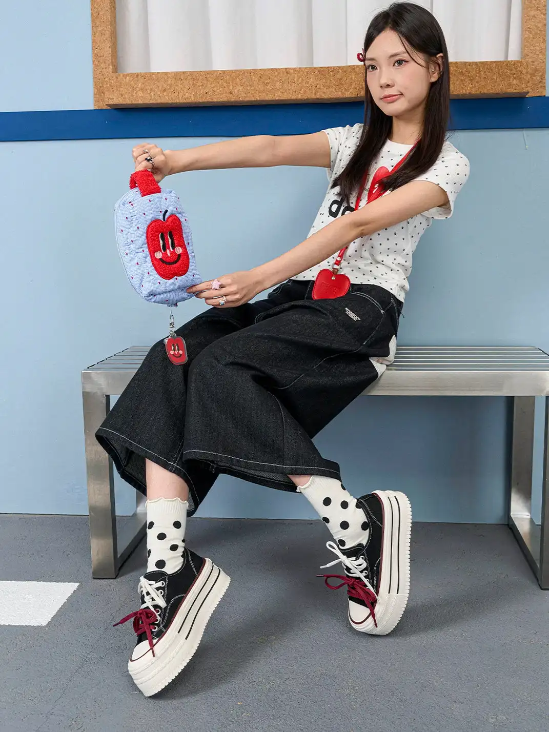 MASOOMAKE | Stripe Platform Lace-Up Sneakers