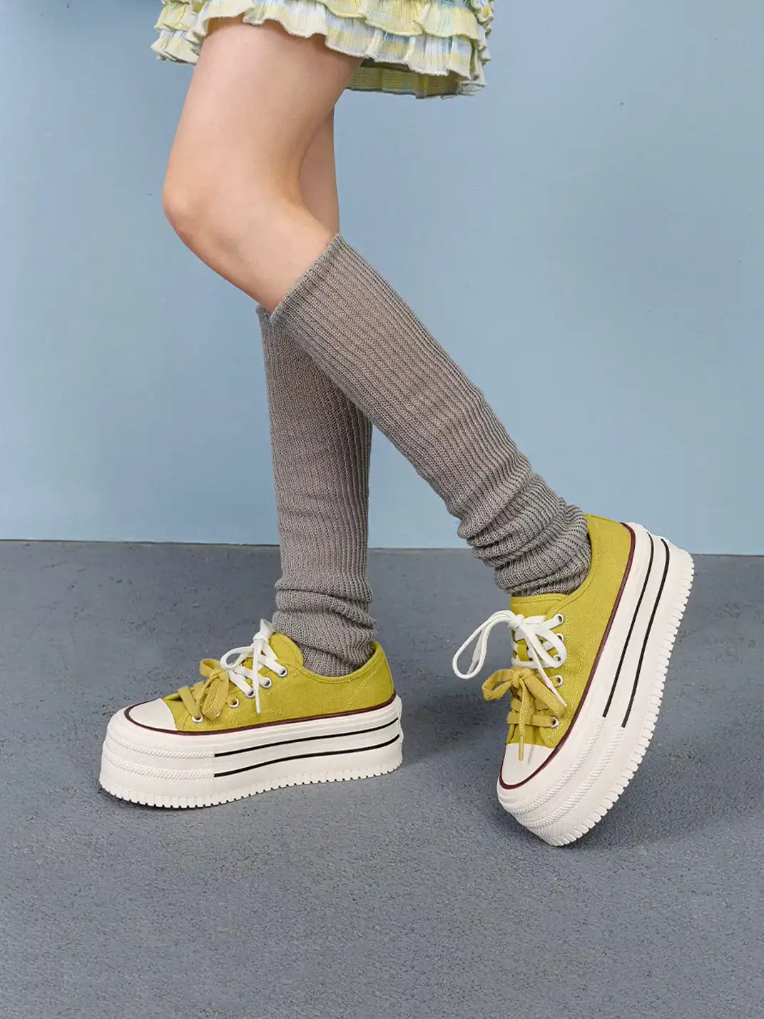 MASOOMAKE | Stripe Platform Lace-Up Sneakers