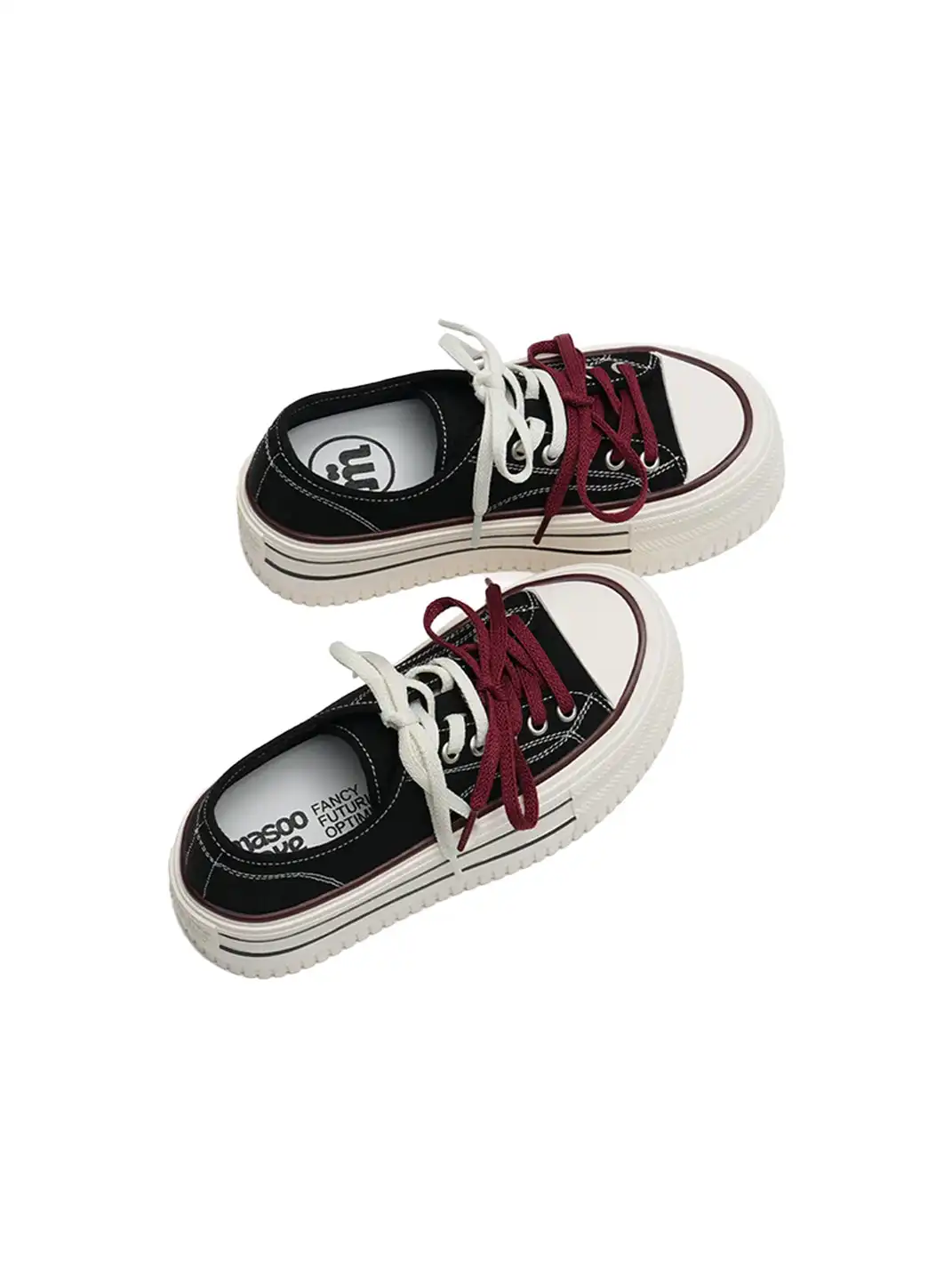 MASOOMAKE | Stripe Platform Lace-Up Sneakers
