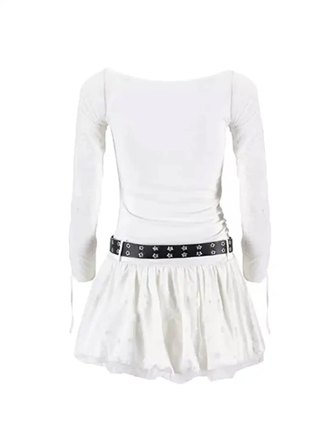 CestNous | Raglan Sleeve Spliced Mesh Star Print Bubble Dress