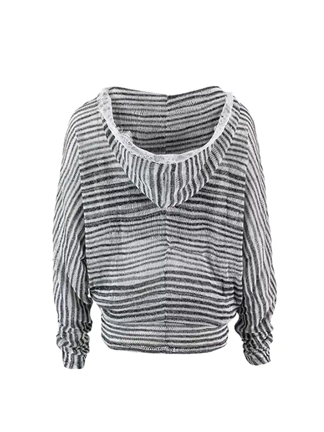 CestNous | Striped Tube Top & Hooded Top Two-Piece Set
