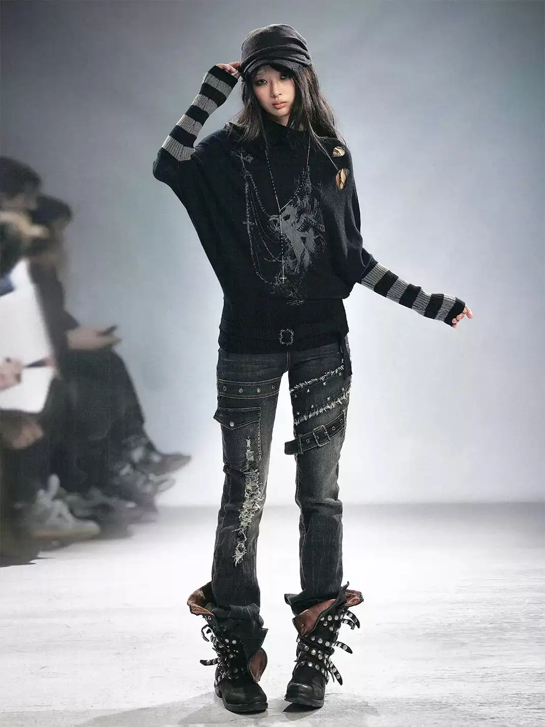 CestNous | Ripped Spliced Flared Jeans