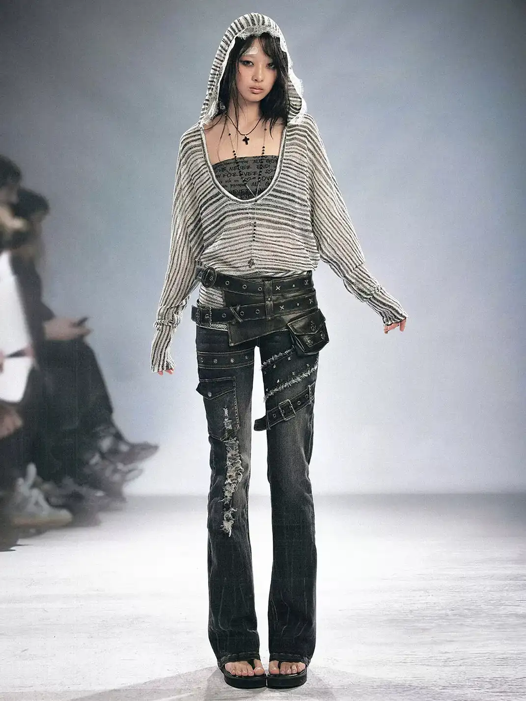 CestNous | Ripped Spliced Flared Jeans